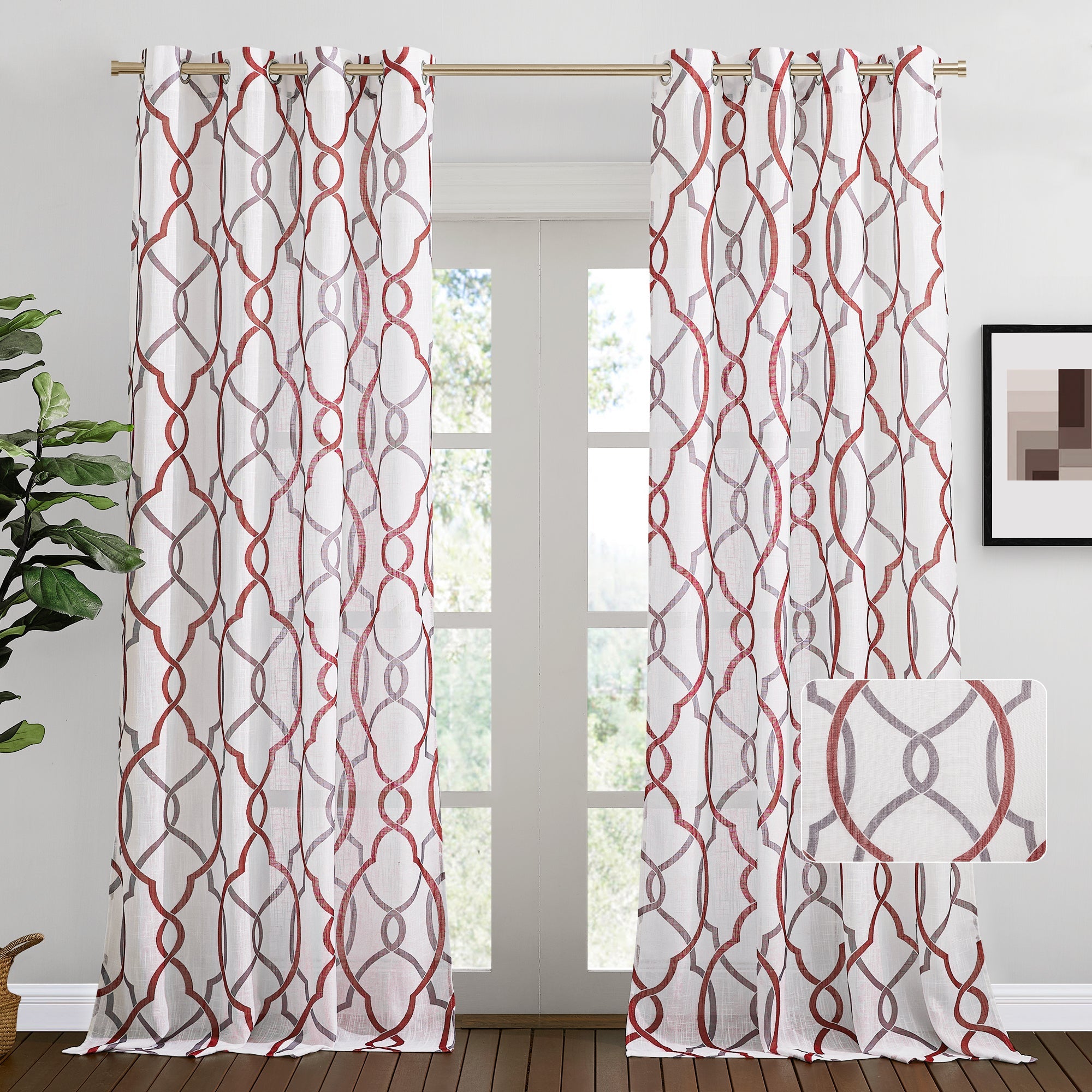Grommet Semi Sheer Privacy  Faux Linen Curtains For Bedroom 2 Panels KGORGE Store