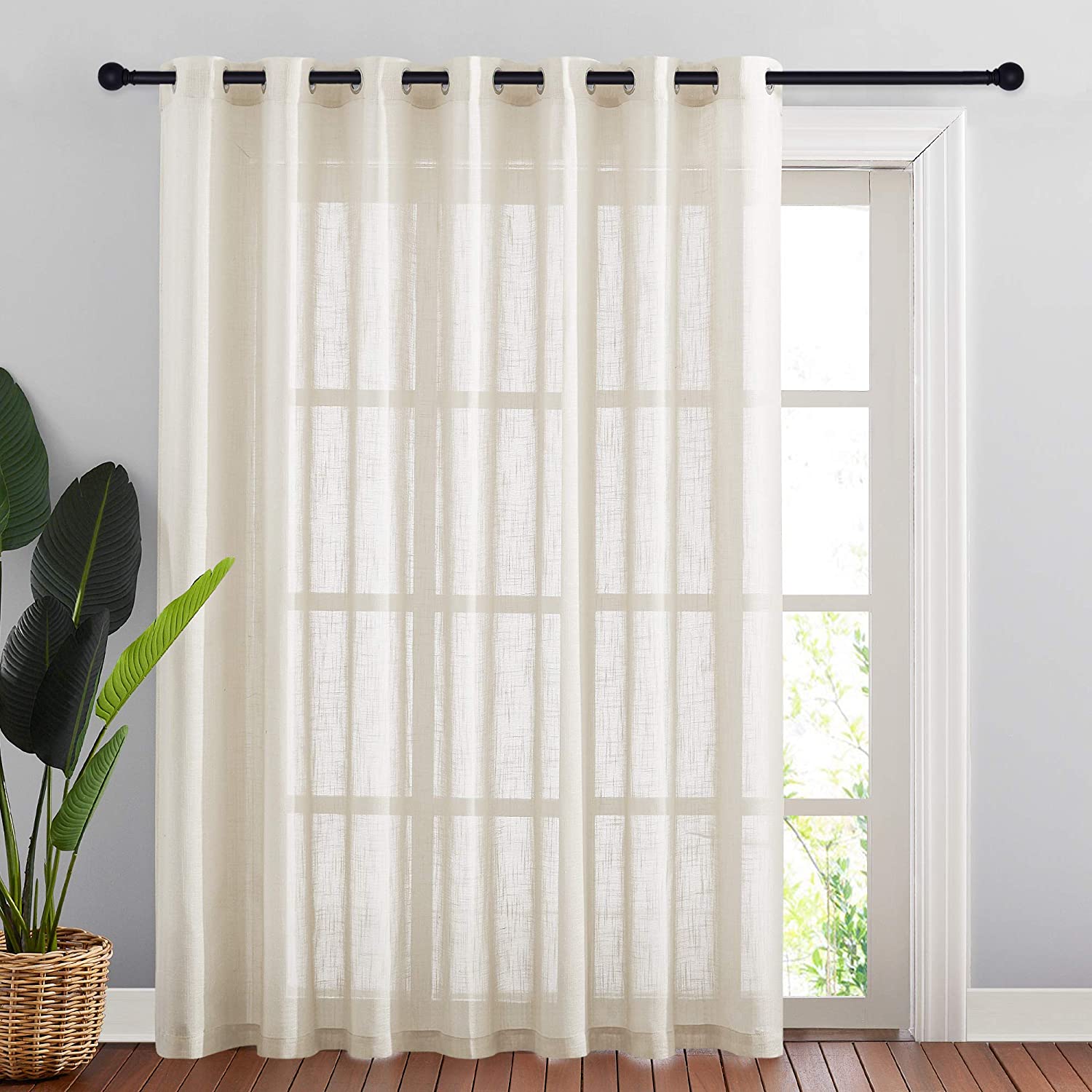 Grommet Semi Sheer Privacy Linen Curtains For Sliding Glass Door For Bedroom 1 Panel KGORGE Store