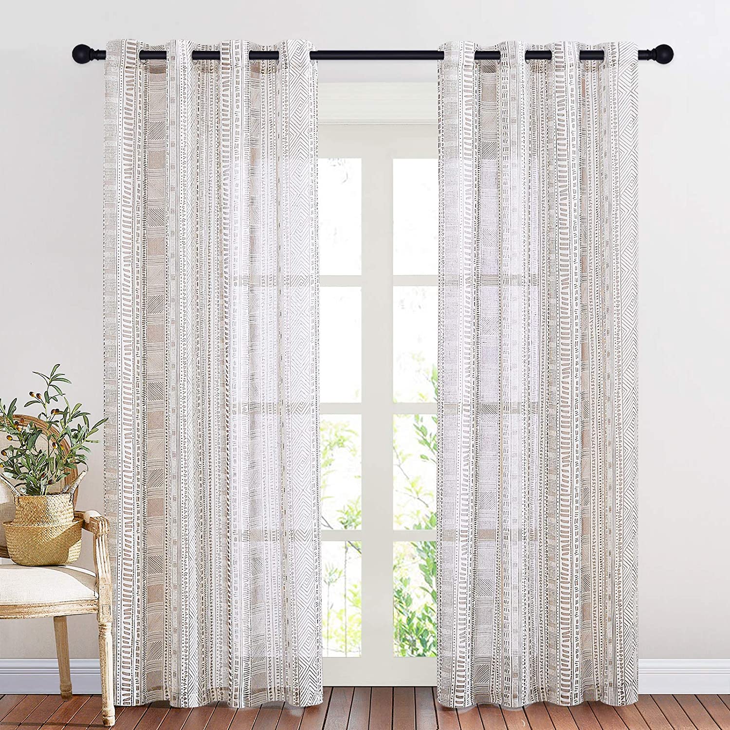 Grommet Sheer Privacy Flax Linen Curtains For Bedroom And Living Room 1 Pair KGORGE Store