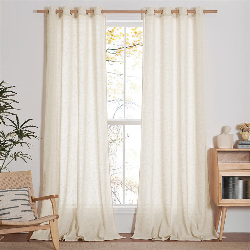 Grommet Sheer Privacy Light Filtering Linen Curtains For Bedroom 2 Panels KGORGE Store