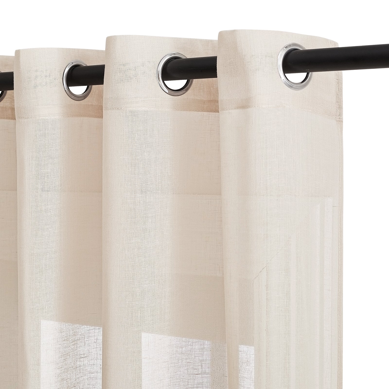 Grommet Sheer Privacy Linen Curtains For Bedroom (Width: 70 Inch) 2 Panels KGORGE Store