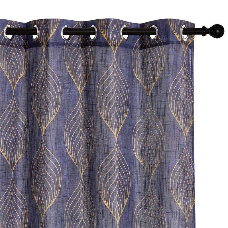 Grommet Sheer Privacy Print Dark Linen Curtains For Bedroom 2 Panels KGORGE Store