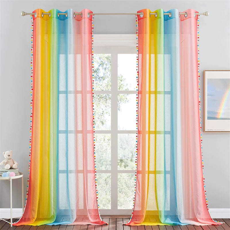 Grommet Sheer Privacy Rainbow Voile Curtains For Bedroom And Living Room 1 Pair KGORGE Store