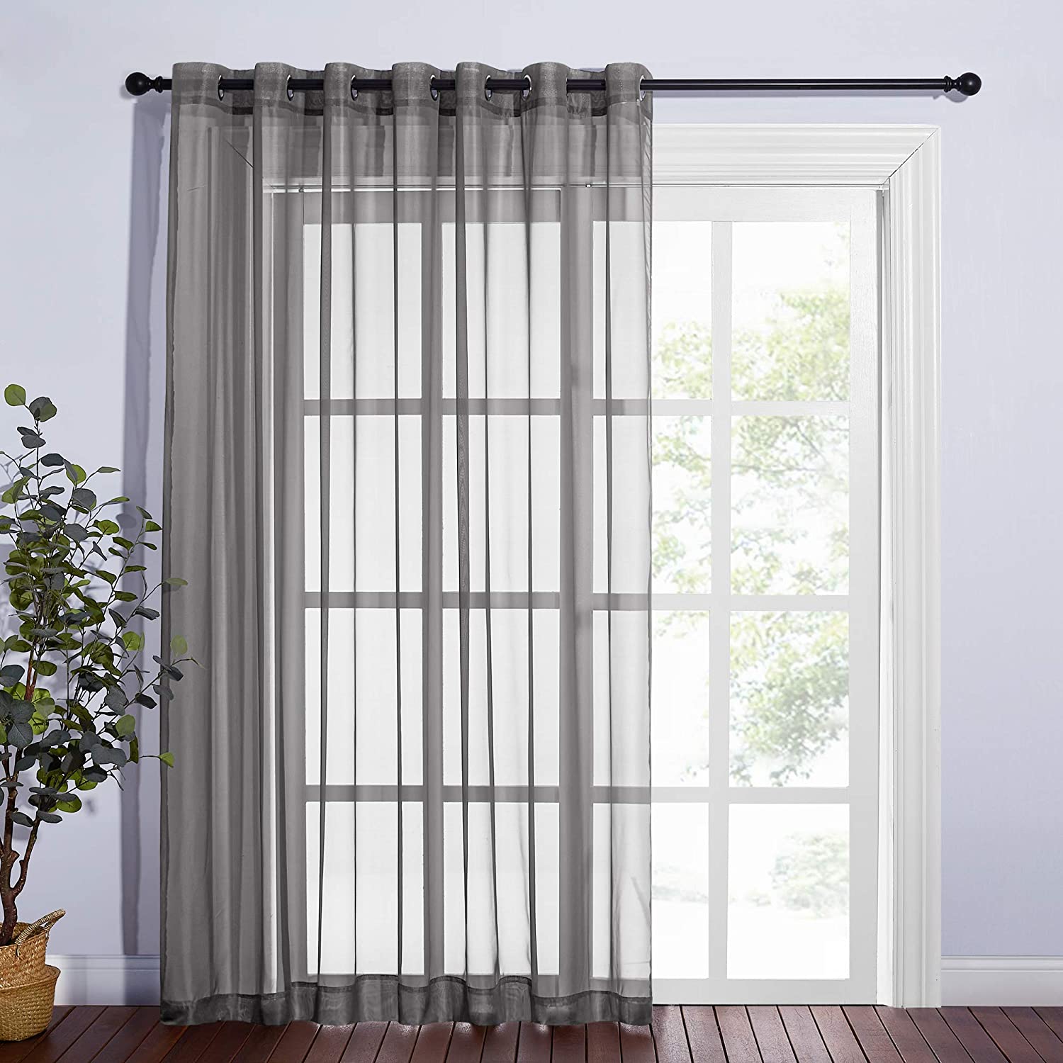 Grommet Sheer Privacy Voile Curtains For Sliding Glass Door For Bedroom 1 Panel KGORGE Store
