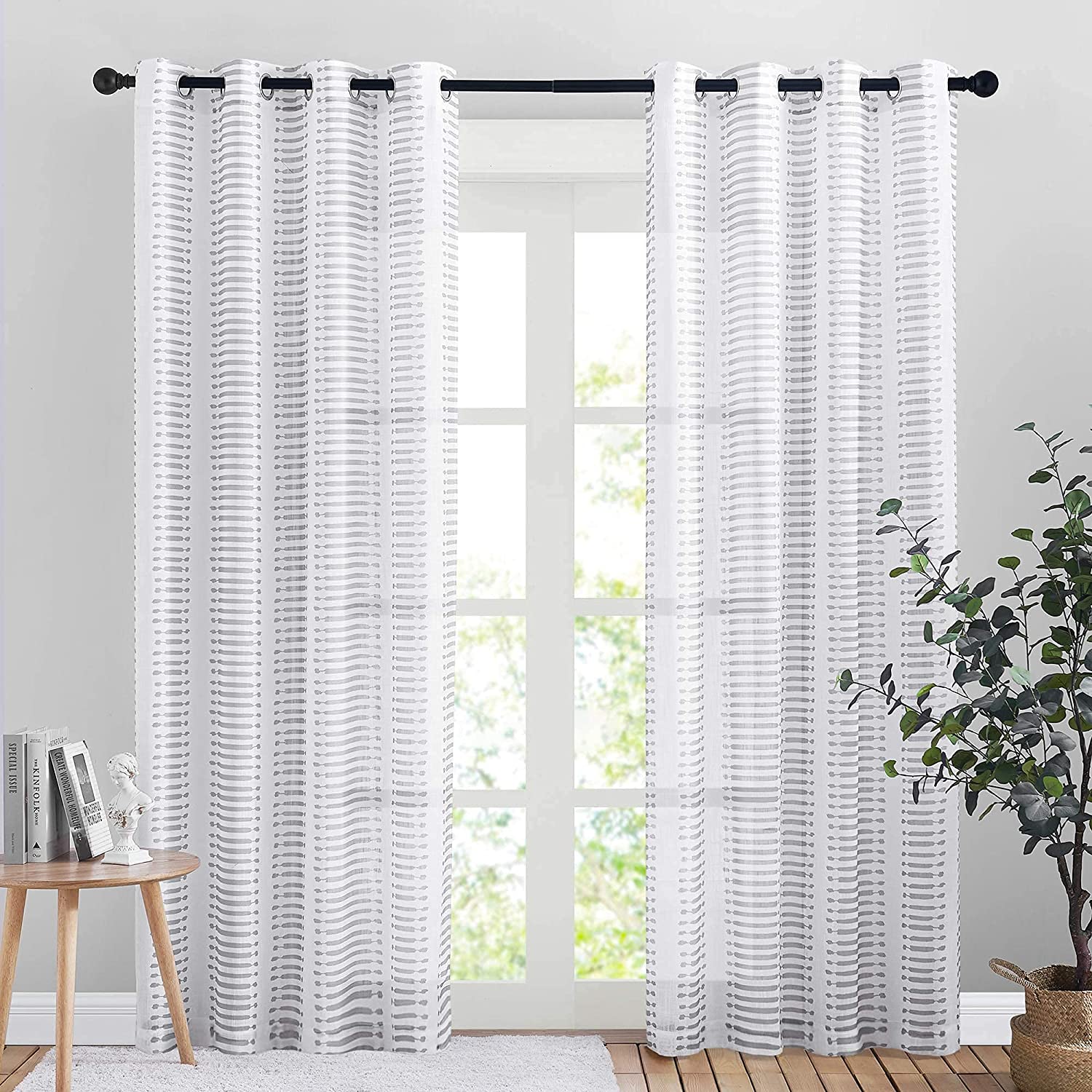 Grommet Sheer Privacy Voile Linen Curtains For Bedroom And Living Room 1 Pair KGORGE Store
