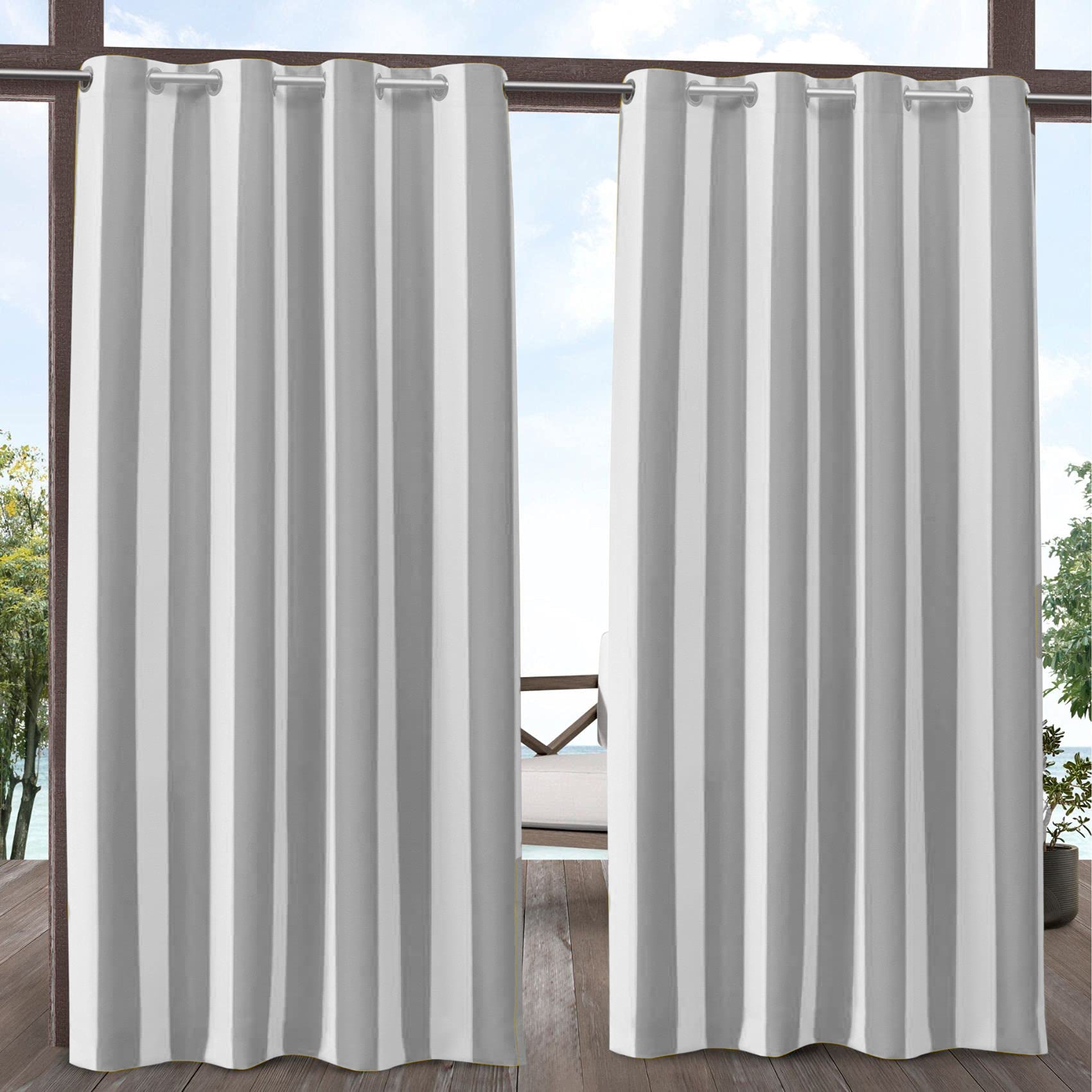 Grommet Striped Waterproof Blackout Outdoor Curtains For Patio, Gazebo And Porch 1 Panel KGORGE Store