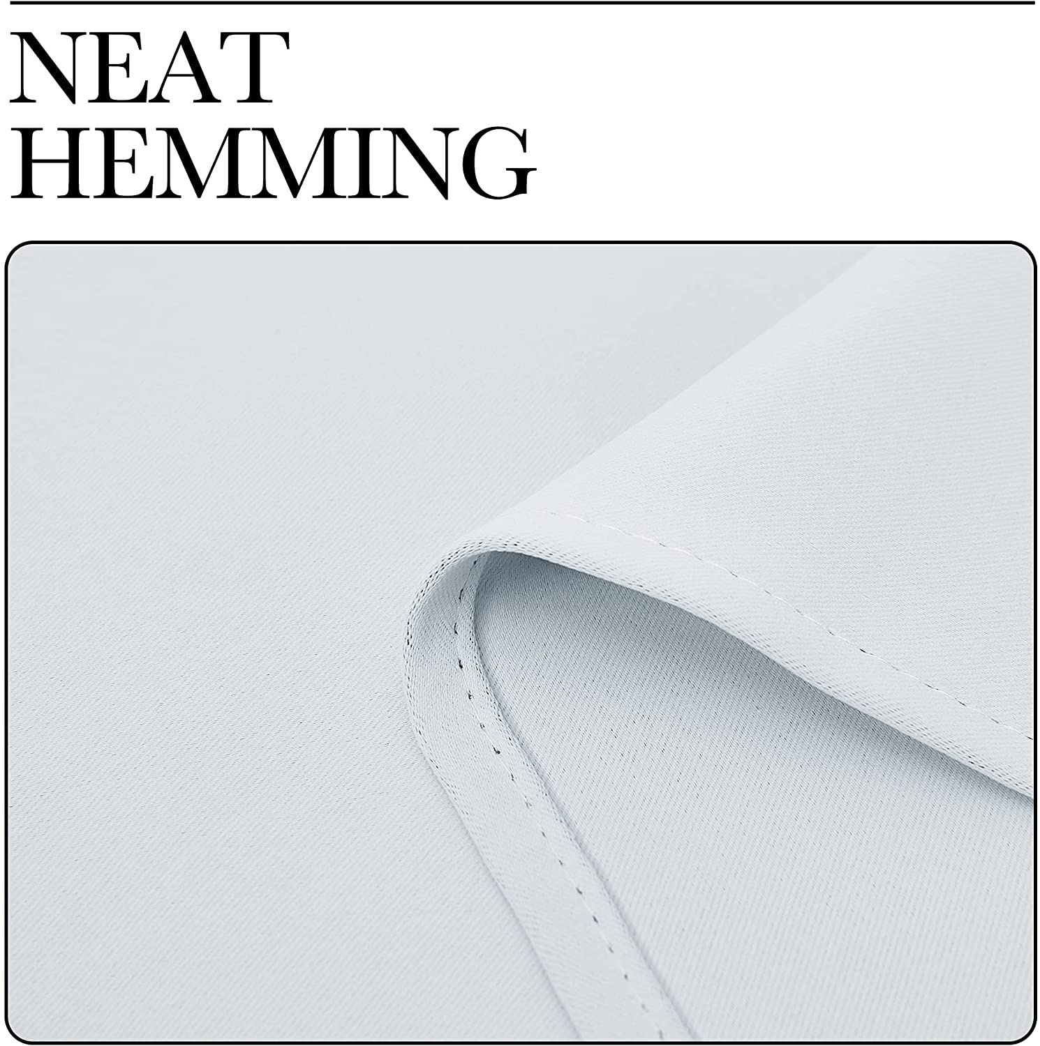 Close-up of neat hemming and precise stitching detail on KGORGE's thermal insulated blackout curtain fabric for living room.