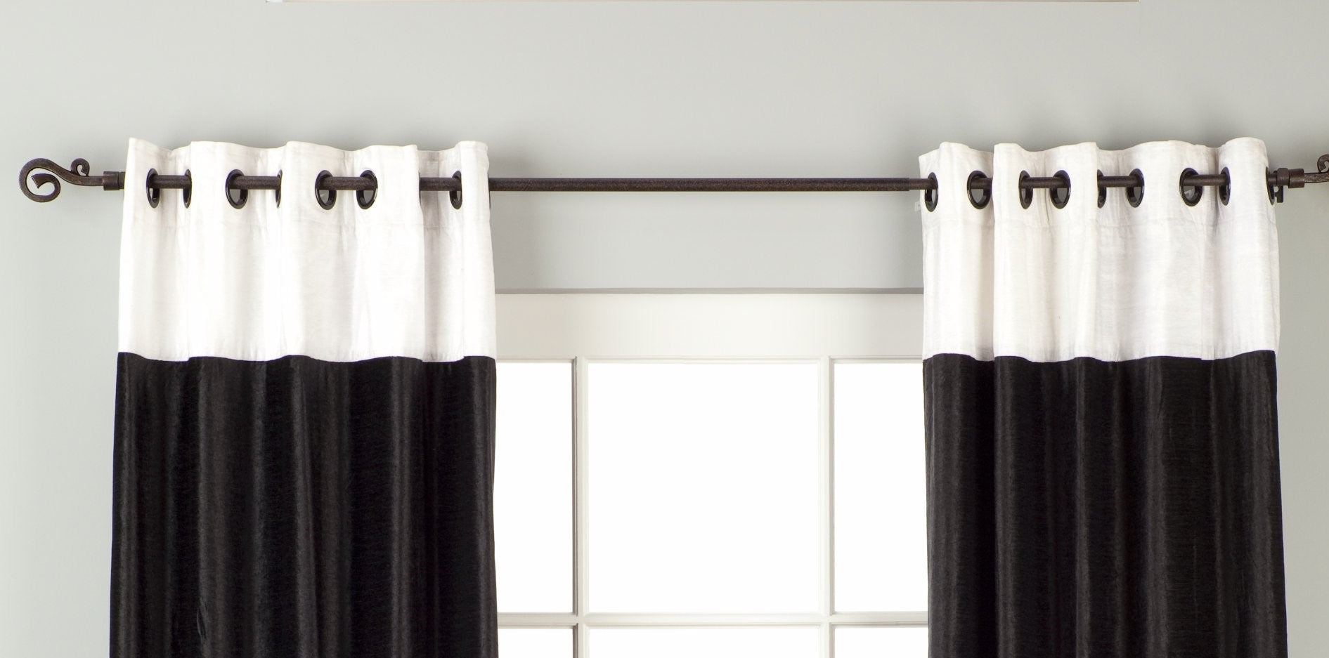 Grommet Top Colorblock Velvet  Blackout Curtains For Living Room And Bedroom 2 Panels KGORGE Store
