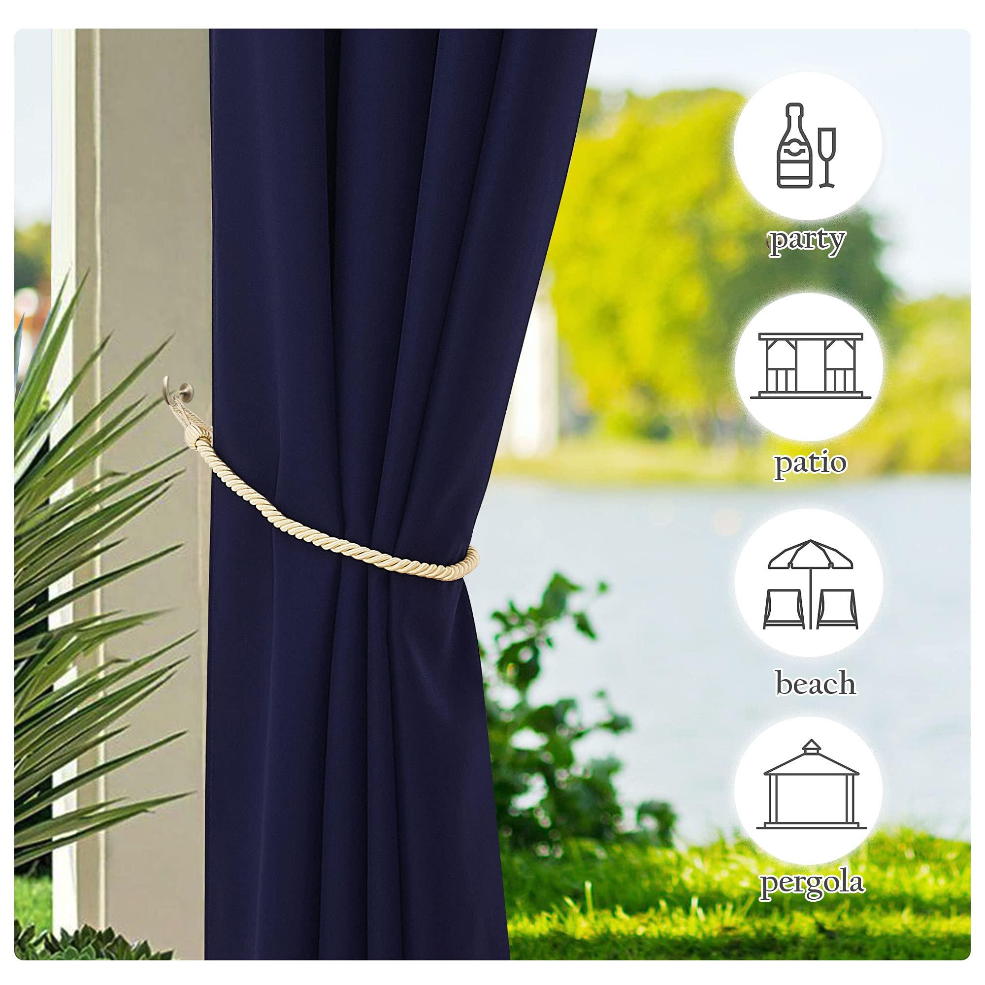 Grommet Top Outdoor Waterproof Privacy Canvas Curtains For Patio, Gazebo And Porch 1 Panel KGORGE Store