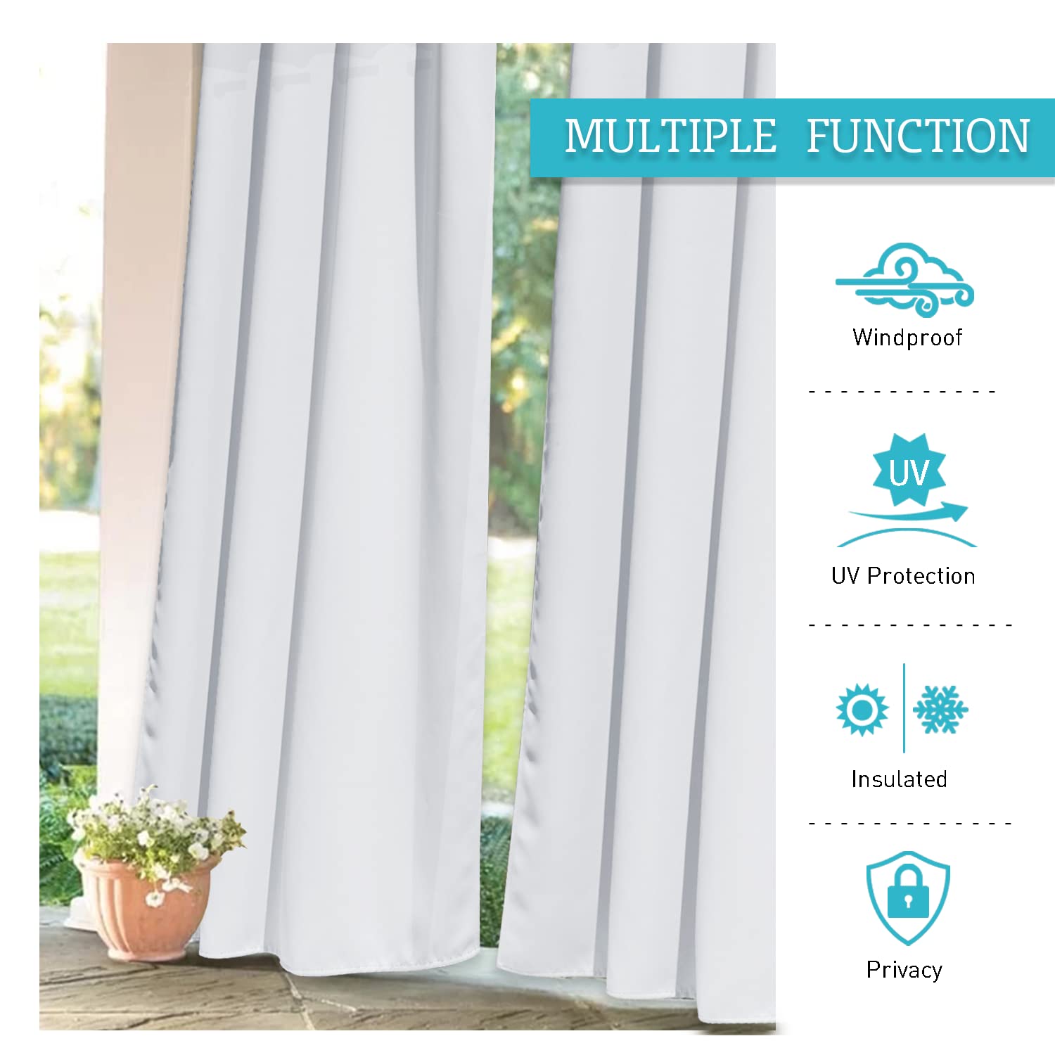 Grommet Top Outdoor Waterproof Thermal Insulated Curtains for Patio And Porch 1 Panel KGORGE Store