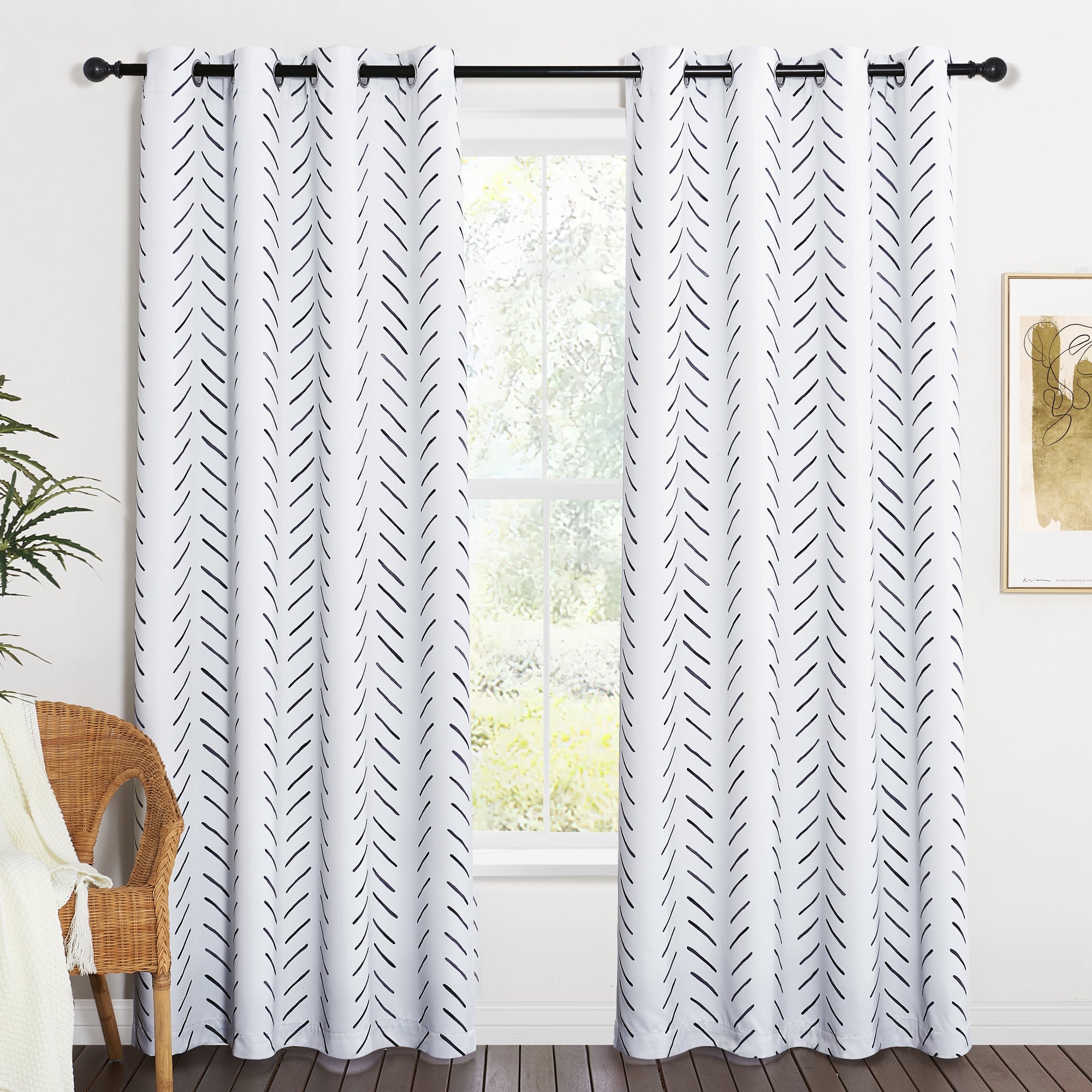 Grommet Top Slash Geometry Blackout Curtains For Living Room And Bedroom 2 Panels KGORGE Store