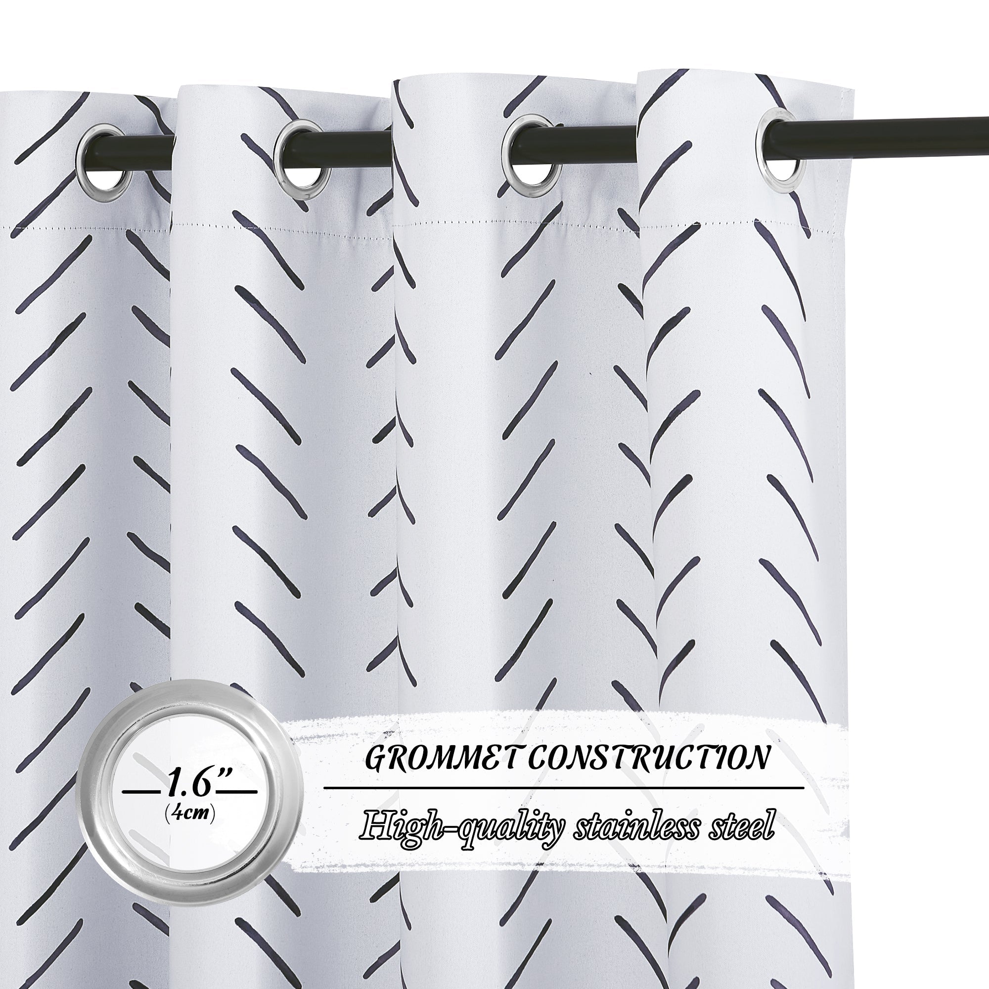 Grommet Top Slash Geometry Blackout Curtains For Living Room And Bedroom 2 Panels KGORGE Store