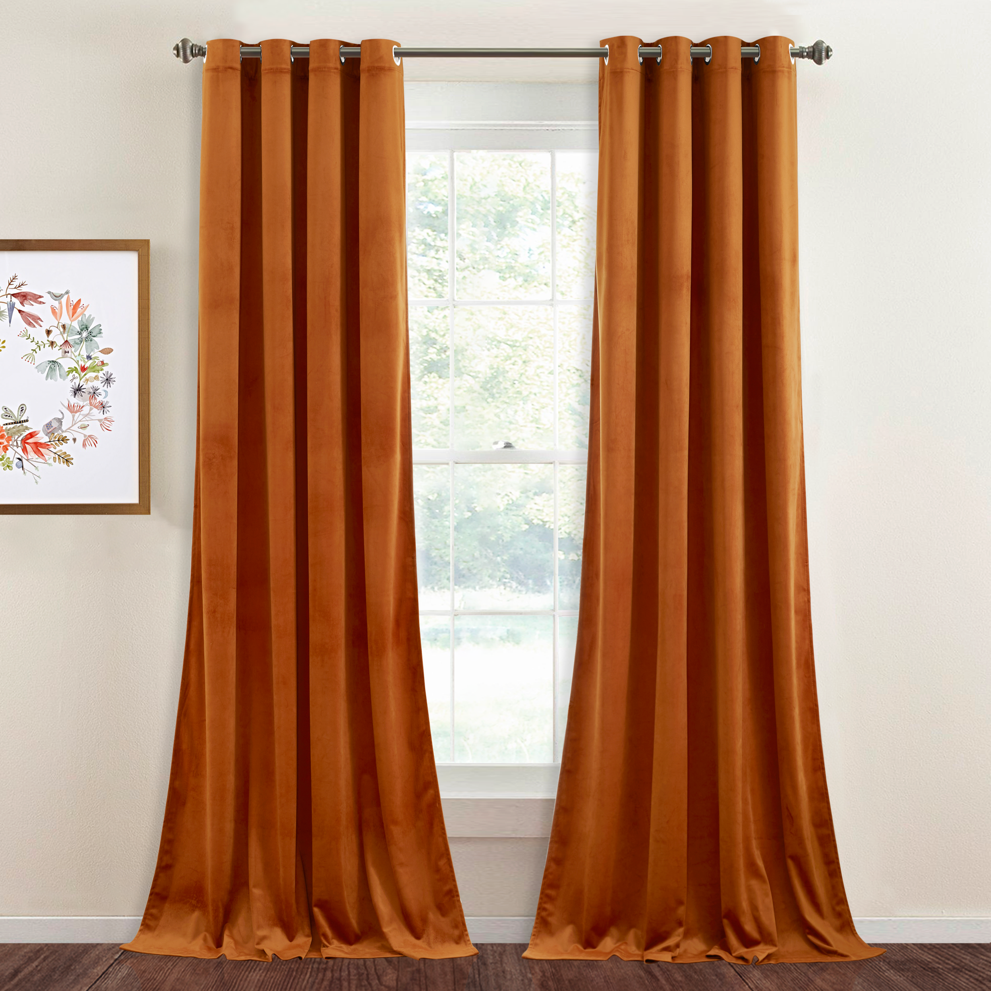 Grommet Top Velvet  Blackout Curtains For Living Room And Bedroom 2 Panels KGORGE Store