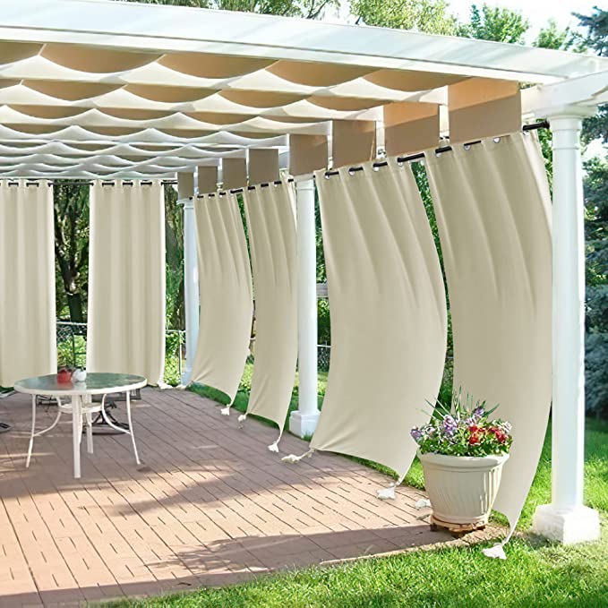 Outdoor Waterproof Grommet Top Weighted Curtain For Patio 1 Panels+2  Weighted Bags – KGORGE Store
