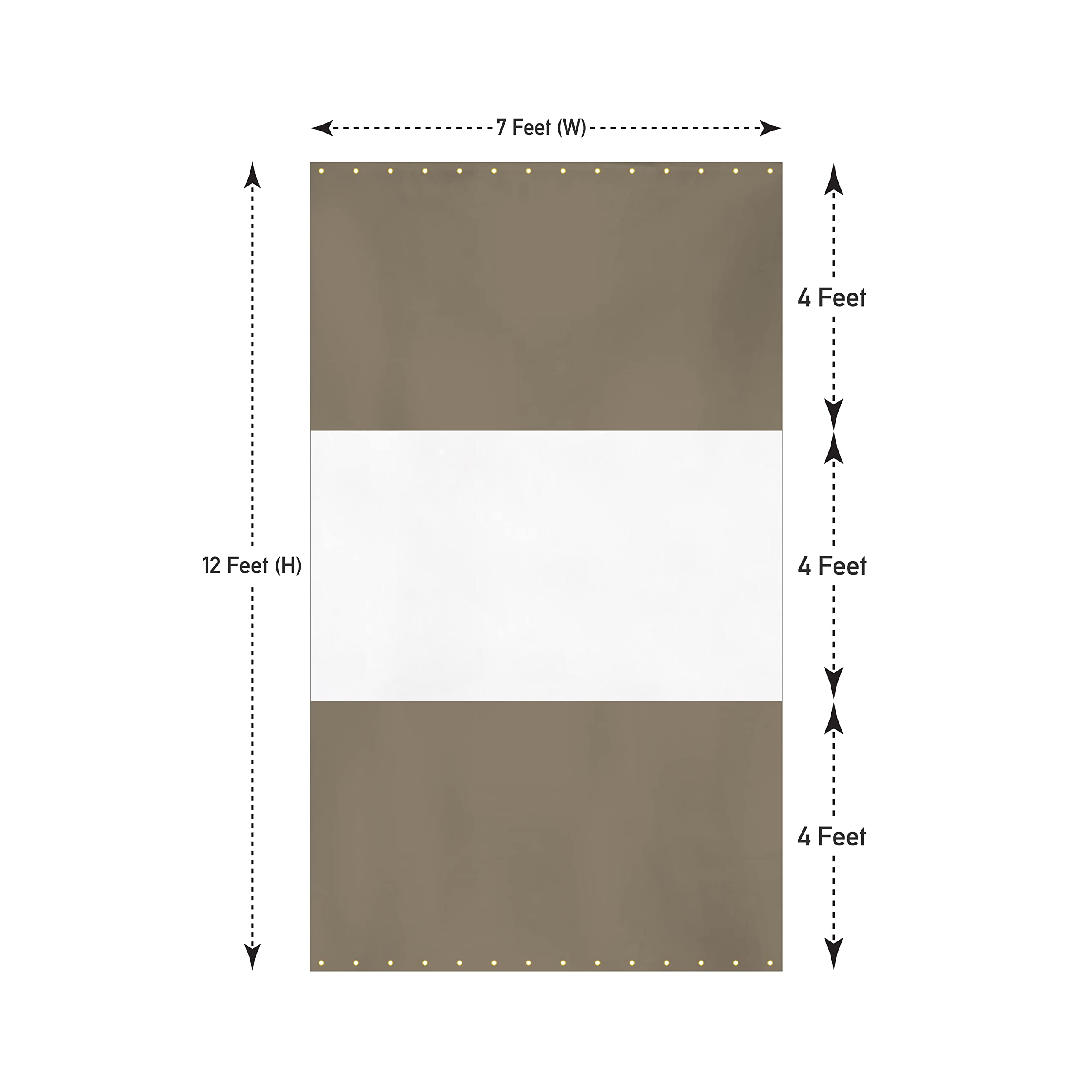 Grommet Top and Bottom Outdoor Canvas Curtain with Clear Sheer Panel for Pergola, Porch, Gazebos, 1 Panel KGORGE Store