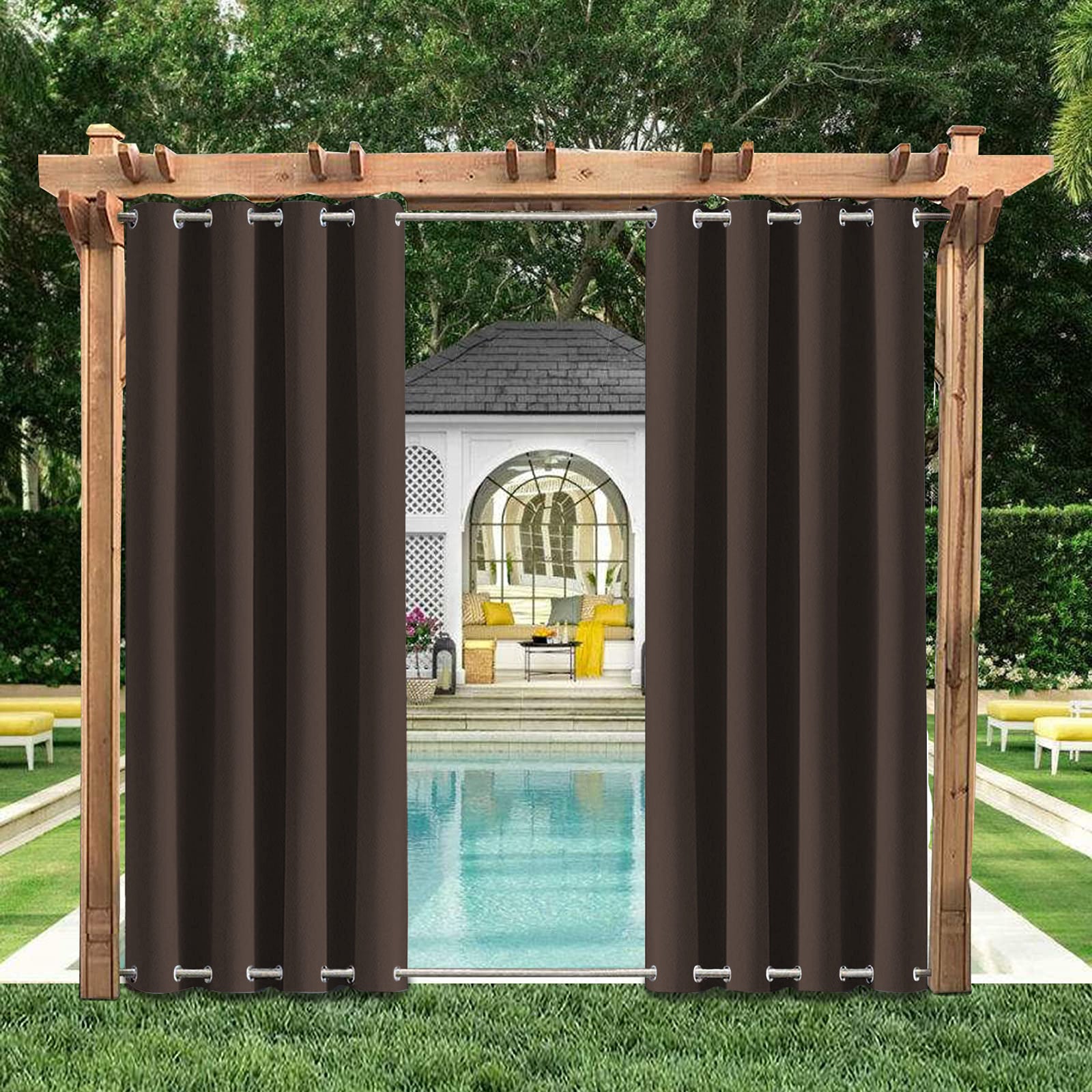 Grommet Top and Bottom Waterproof Privacy Outdoor Curtains For Patio 1 Panel KGORGE Store