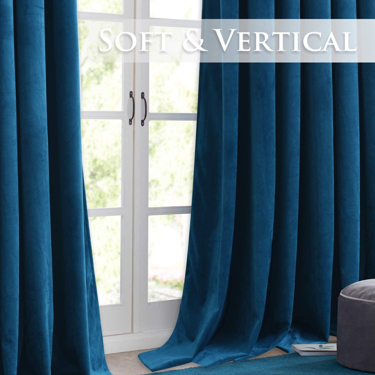 Grommet Velvet  Blackout Curtains For Sliding Glass Door For Living Room 1 Panel (Width: 100 Inch) KGORGE Store