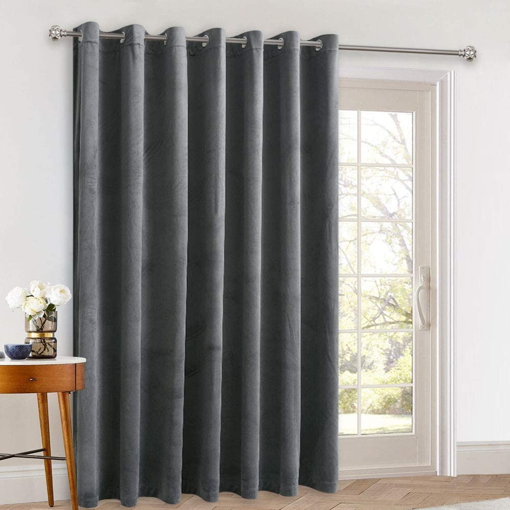 Grommet Velvet  Blackout Curtains For Sliding Glass Door For Living Room 1 Panel (Width: 100 Inch) KGORGE Store