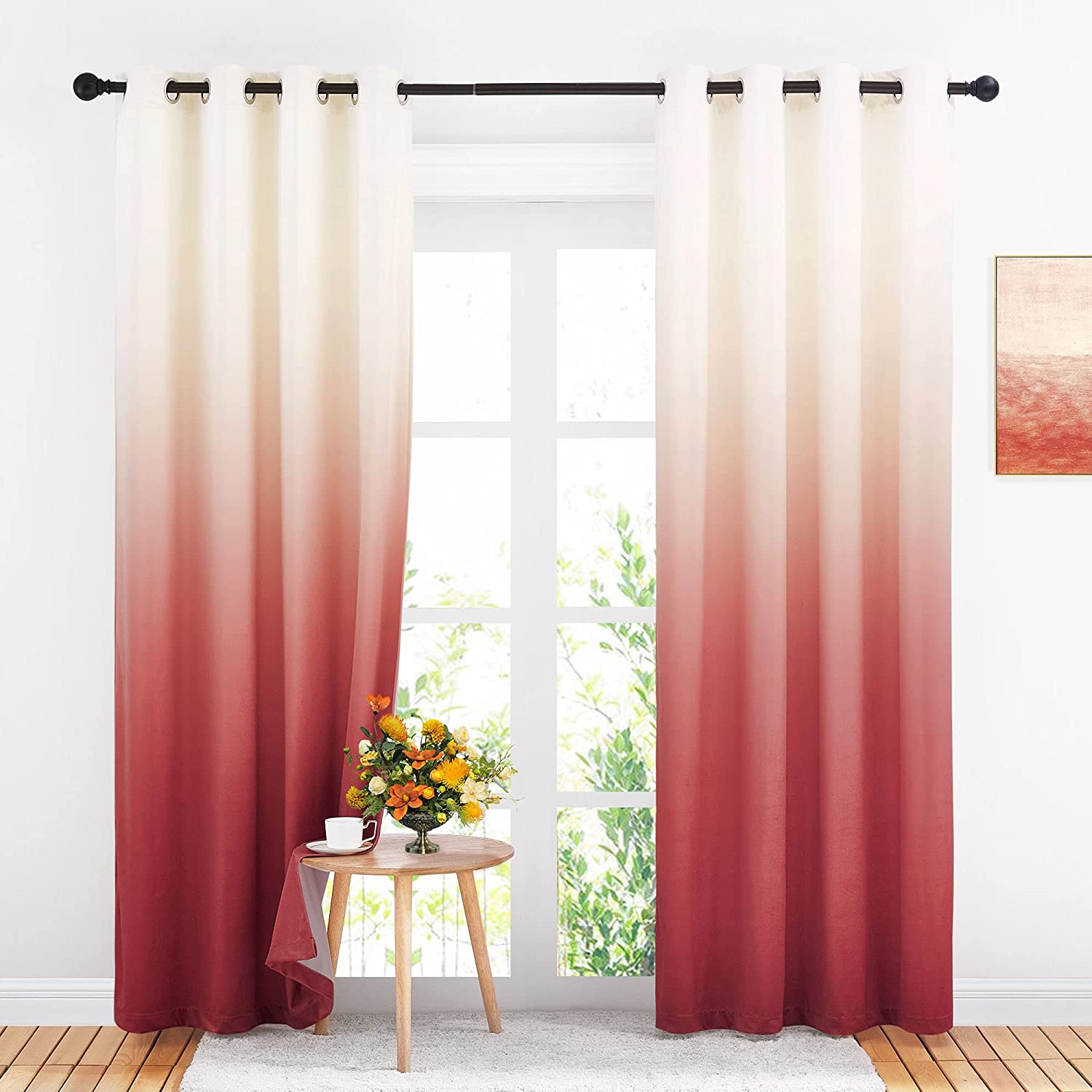 Grommet Velvet  Blackout Ombre Curtains For Living Room And Bedroom 2 Panels KGORGE Store