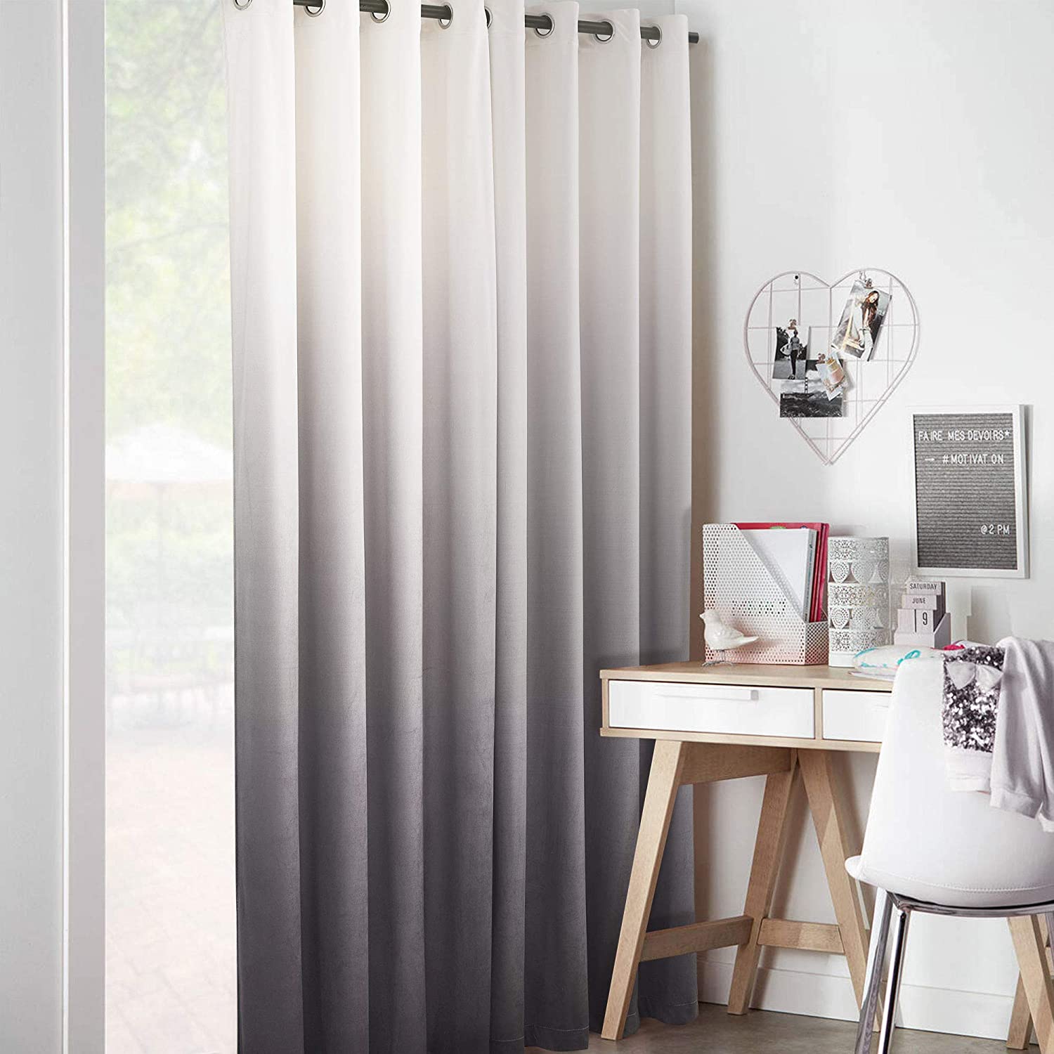 Grommet Velvet  Blackout Ombre Curtains For Living Room And Bedroom 2 Panels KGORGE Store