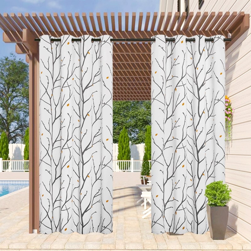 Grommet Waterproof Privacy Blackout Outdoor Tree Branch Curtains For Patio 1 Panel KGORGE Store