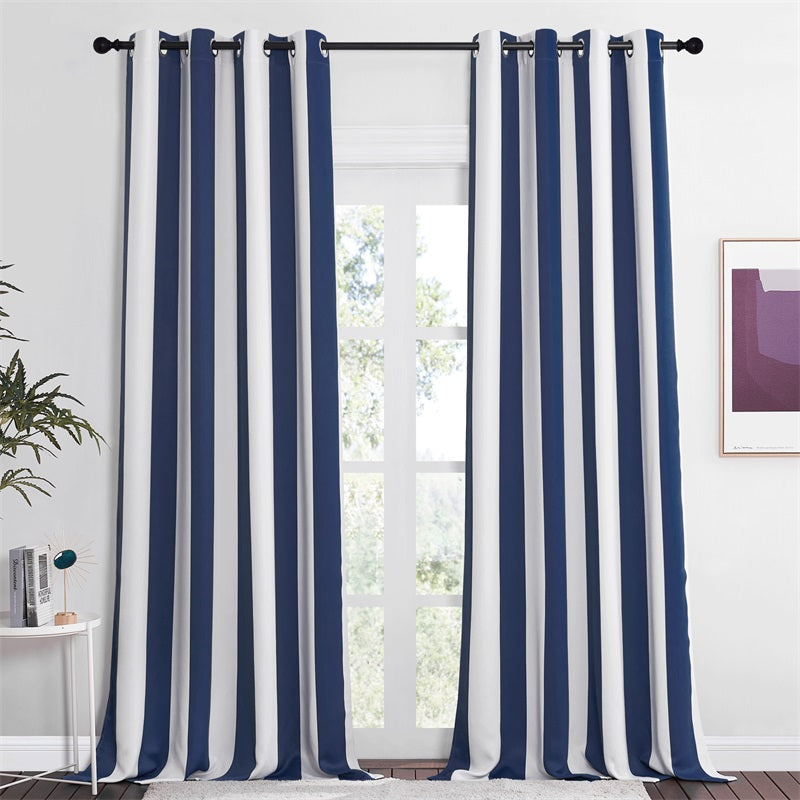 Grommet Woven Blackout Striped Curtains For Living Room And Bedroom 2 Panels KGORGE Store