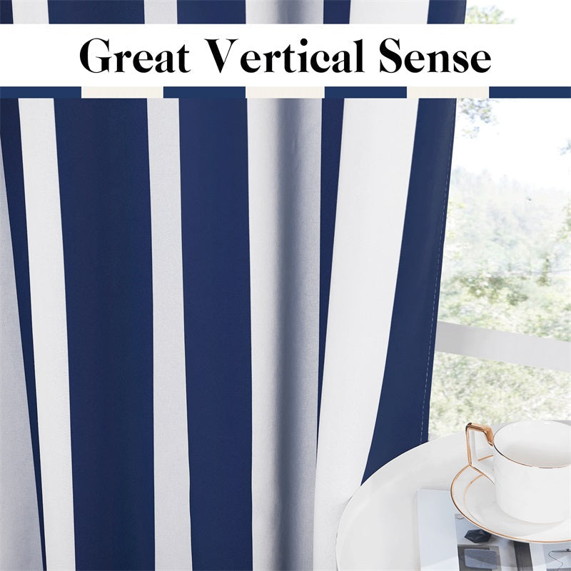 Grommet Woven Blackout Striped Curtains For Living Room And Bedroom 2 Panels KGORGE Store