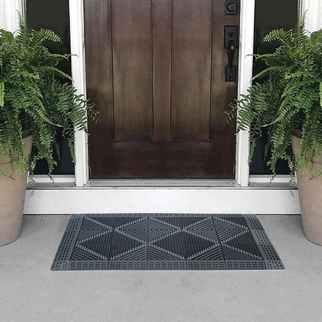Heavy Duty Rubber Fingertip Brush Modular Outdoor All Weather Entrance Doormat KGORGE Store