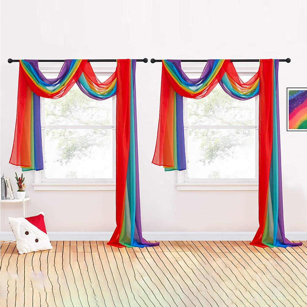 Home Decorative Rainbow Window Scarf Sheer Curtain-W60 x L216 KGORGE Store