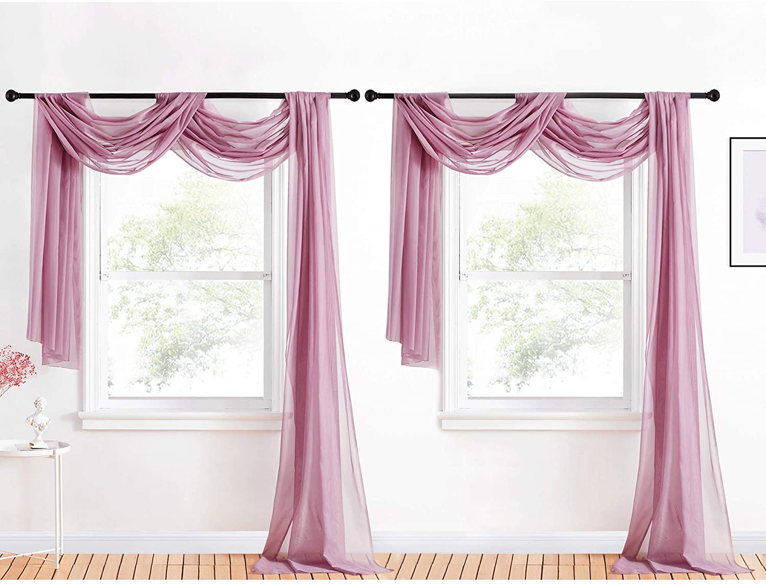 KGORGE 60 Inches Wide Home Decorative Window Scarf Sheer Curtain KGORGE Store