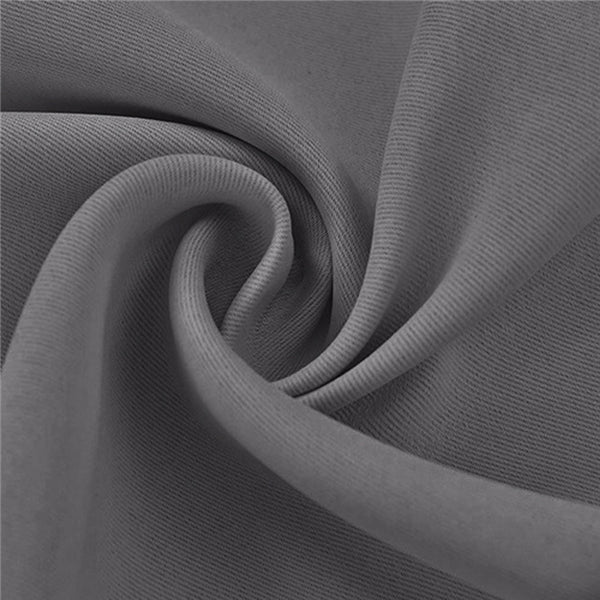 Dark grey blackout curtain fabric sample, textured and thick, suitable for high-performance outdoor shade and privacy.