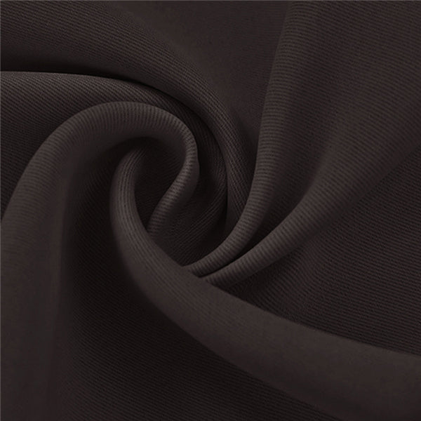 KGORGE dark brown blackout curtain sample fabric, close-up of its dense texture and flowing folds for outdoor privacy solutions.