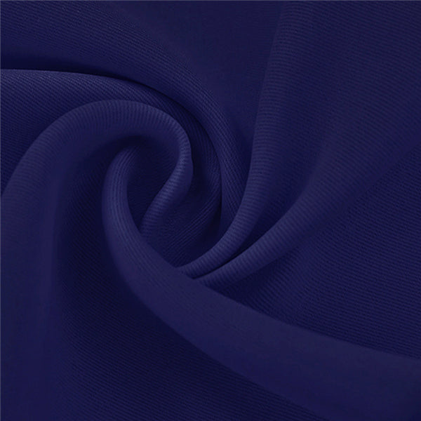 KGORGE deep navy blue blackout outdoor curtain fabric sample, showing soft folds and dense texture for superior light blocking.