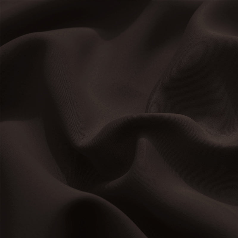 Close-up of dark brown KGORGE Outdoor Standard curtain fabric sample, highlighting its textured, weatherproof material.