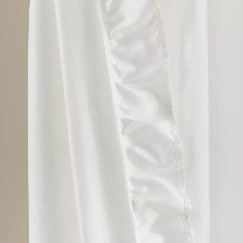 KGORGE Farmhouse White Curtain Long with Shabby Chic Ruffle Trim Soft Silky Opaque Panel 2 Panels KGORGE Store