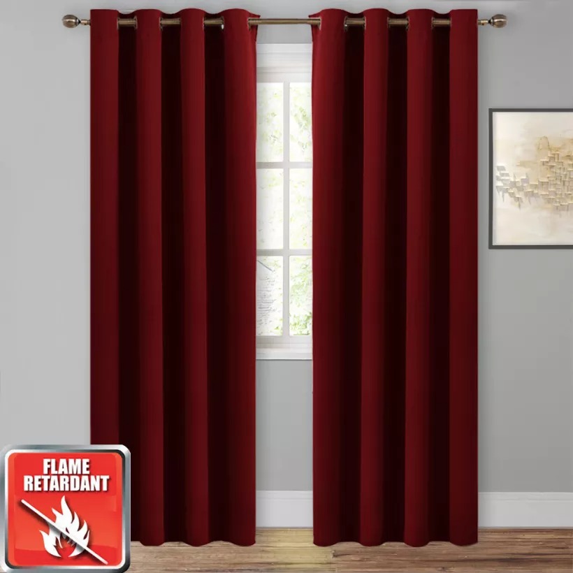 KGORGE Flame Retardant Blackout Curtains Grommet Top Privacy Drapes for Living Room / Bedroom 1 Panel KGORGE Store