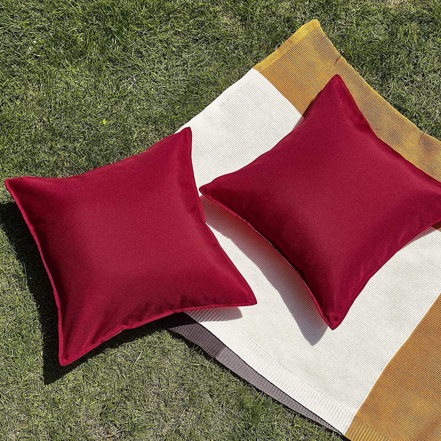 KGORGE Waterproof Outdoor Pillow Covers Square Cushion Throw Pillowcase 2 Pcs KGORGE Store