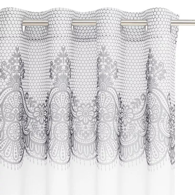 Lace Pattern Print Grommet Privacy Decorative Outdoor Sheer Curtains For Patio, Gazebo, Pergola 1 Panel KGORGE Store