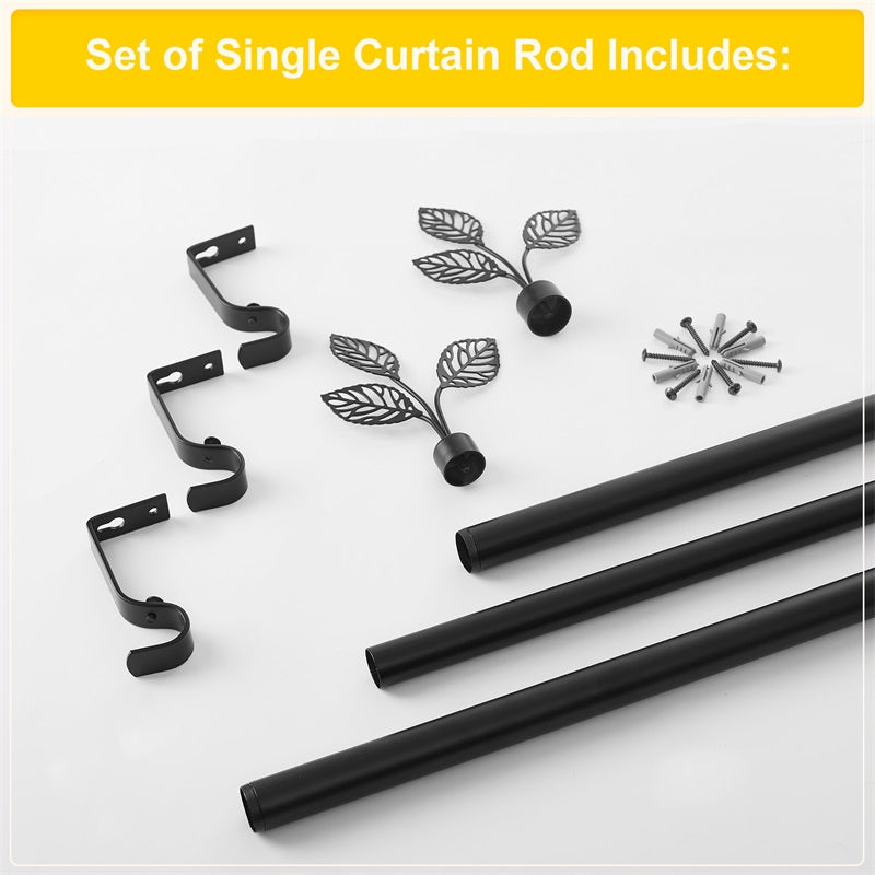 Leaf Metallo Outdoor Curtain Rod with Finials Adjustable Length Rod Set KGORGE Store