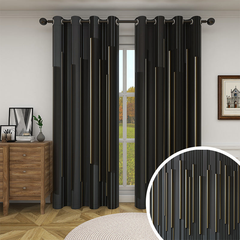 Luxury Print Grommet Blackout Black Curtains For Living Room And Bedroom 1 Pair KGORGE Store