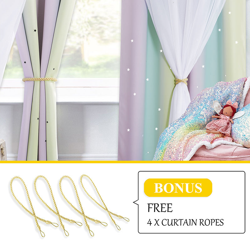 Mix and Match Curtains Blackout and Sheer Drapes Hollow-out Star Grommet Curtains 1 Panel KGORGE Store