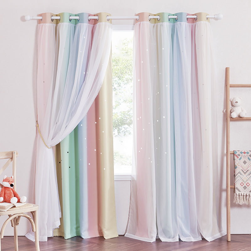 Mix and Match Curtains Blackout and Sheer Drapes Hollow-out Star Grommet Curtains 1 Panel KGORGE Store