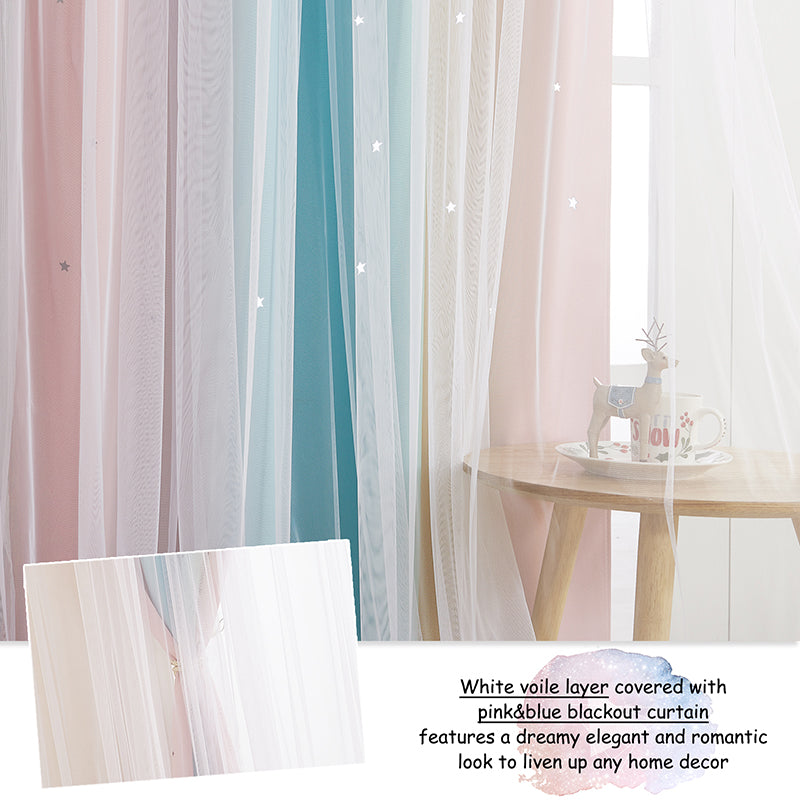 Mix and Match Curtains Blackout and Sheer Drapes Hollow-out Star Grommet Curtains 2 Panels KGORGE Store