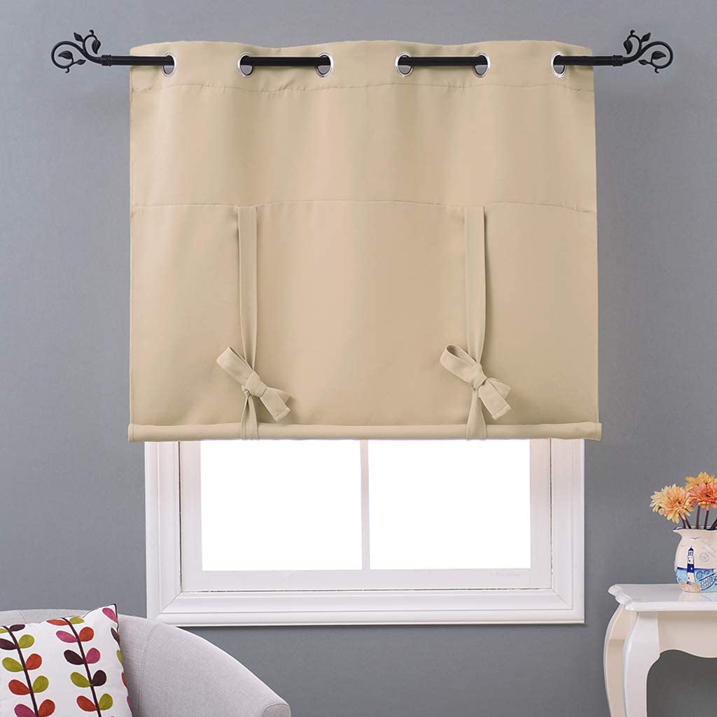 Modern  Grommet Polyester Blackout Tie Up Valances For Kitchen And Living Room 1 Piece KGORGE Store