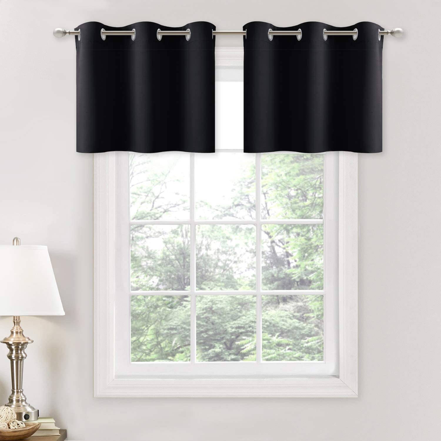 Modern  Grommet Polyester Blackout Valance For Kitchen And Living Room 2 Panels KGORGE Store