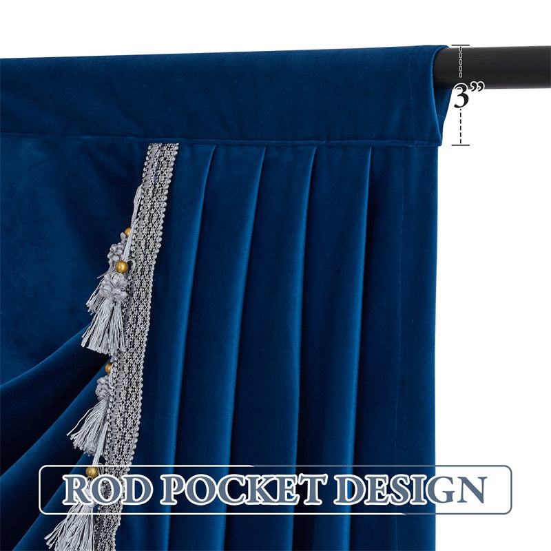 Modern Luxury Rod Pocket Blackout Velvet Blackout 3 Swags Waterfall Valance For Kitchen And Living Room 1 Panel KGORGE Store