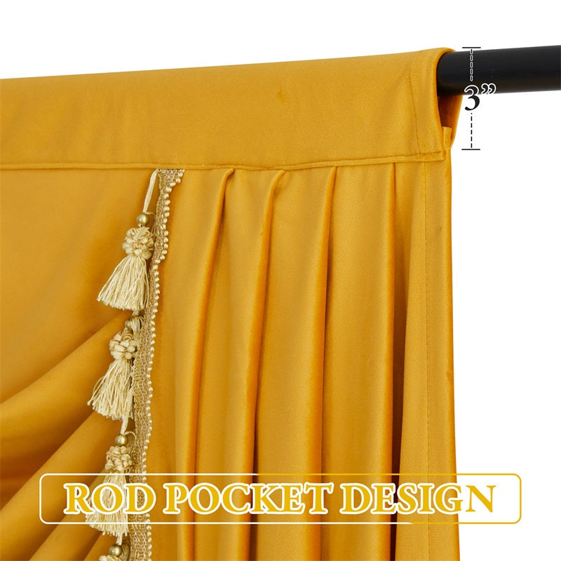 Modern Luxury Rod Pocket Blackout Velvet Blackout 3 Swags Waterfall Valance For Kitchen And Living Room 1 Panel KGORGE Store