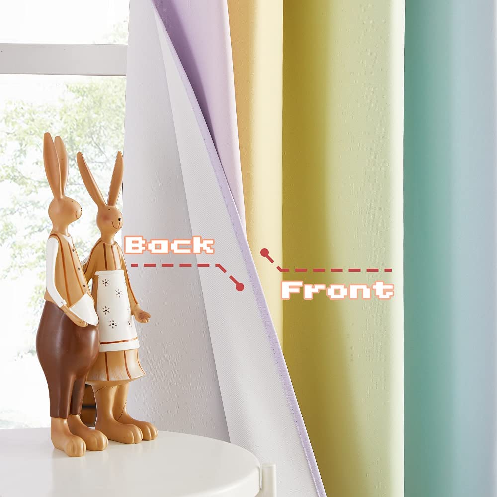 Modern Rainbow Grommet Polyester Blackout Cafe Curtains For Kitchen And Living Room 1 Pair KGORGE Store