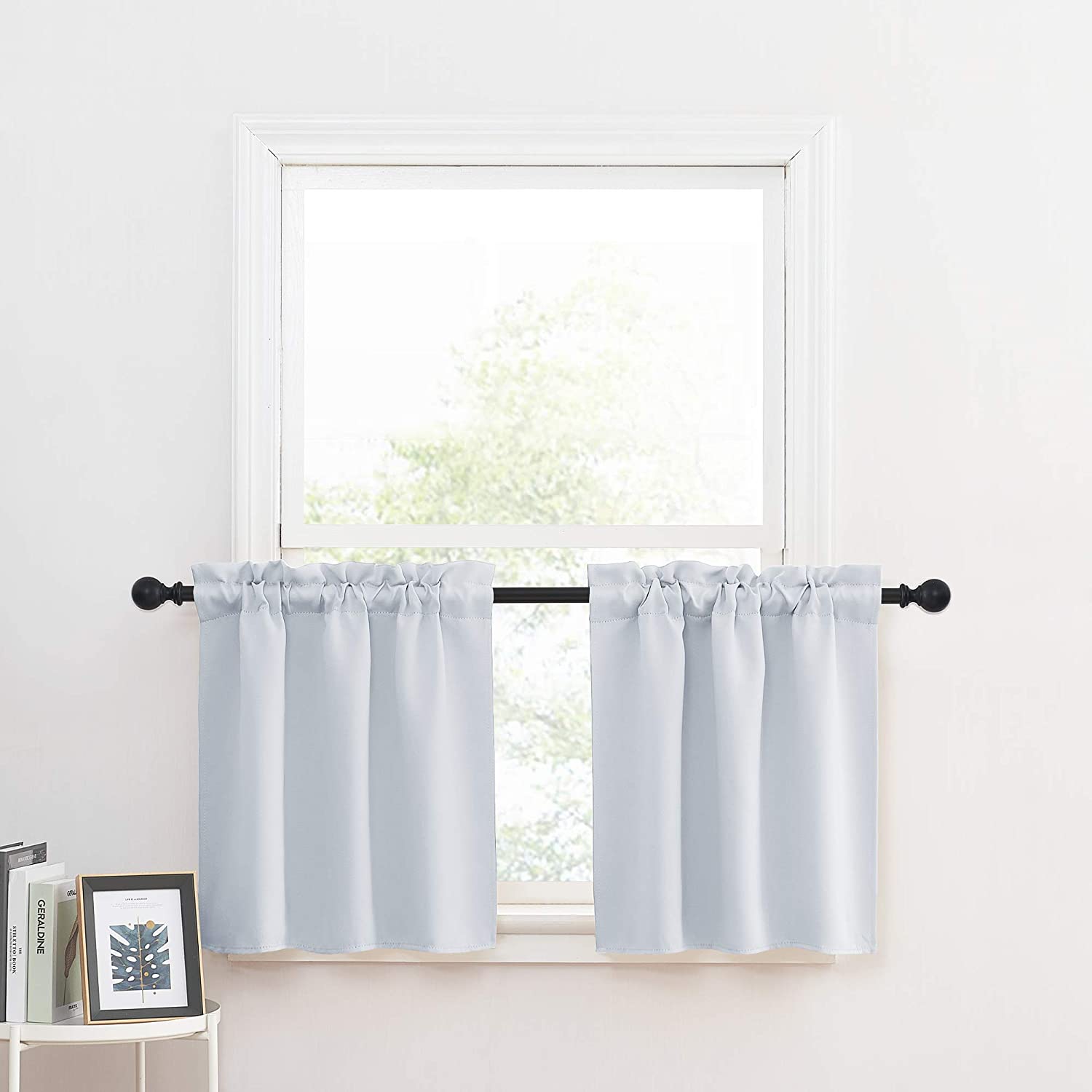Modern  Rod Pocket Blackout Polyester Blackout Cafe Curtains For Kitchen And Living Room 1 Pair KGORGE Store