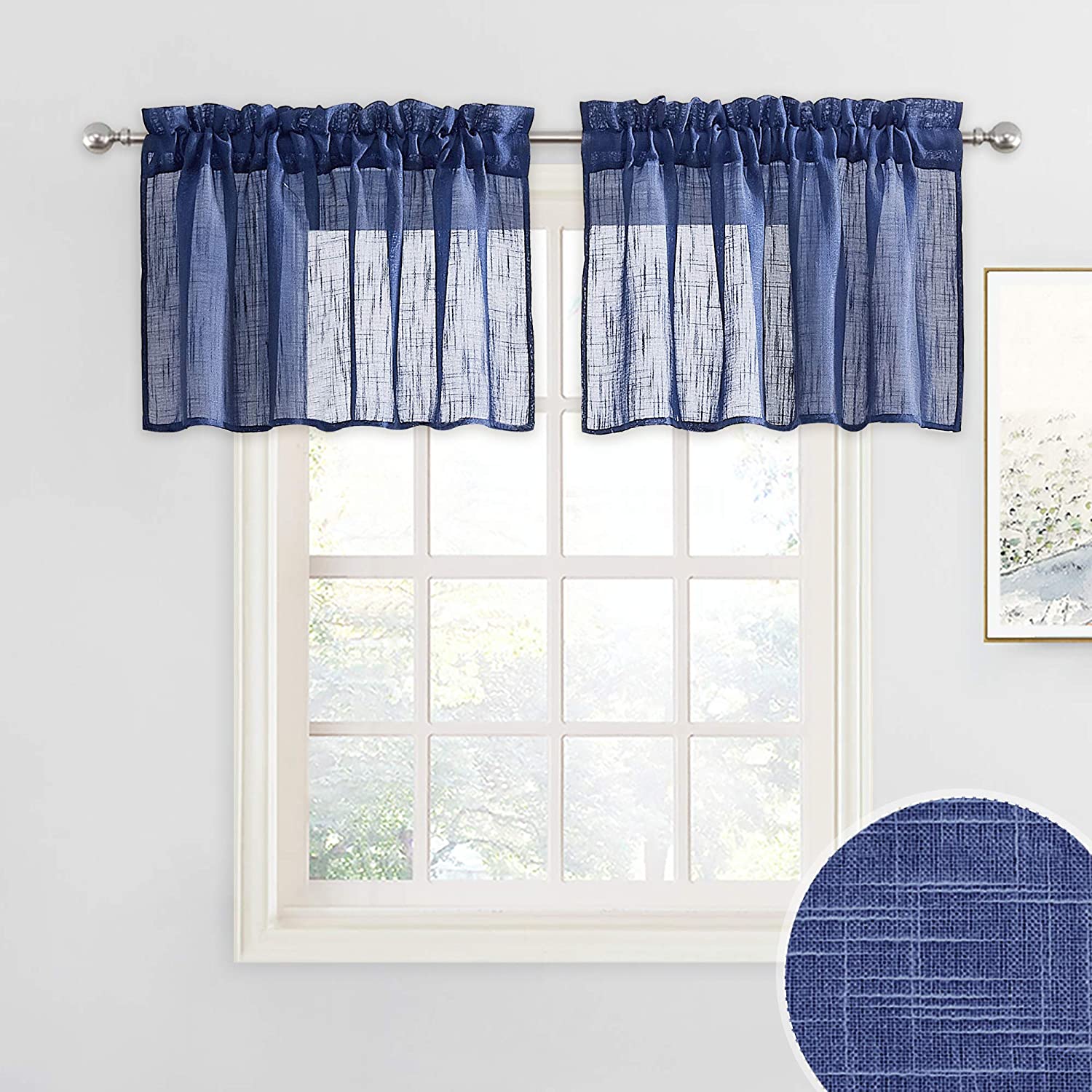 Modern  Rod Pocket  Linen Sheer Cafe Curtains  For Kitchen And Living Room 1 Pair KGORGE Store